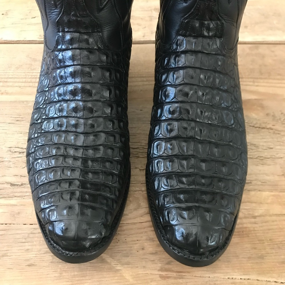 LUCCHESE Handmade Croccodile & Calfskin Cowboy Boots Size 10 D - Picture 4 of 9